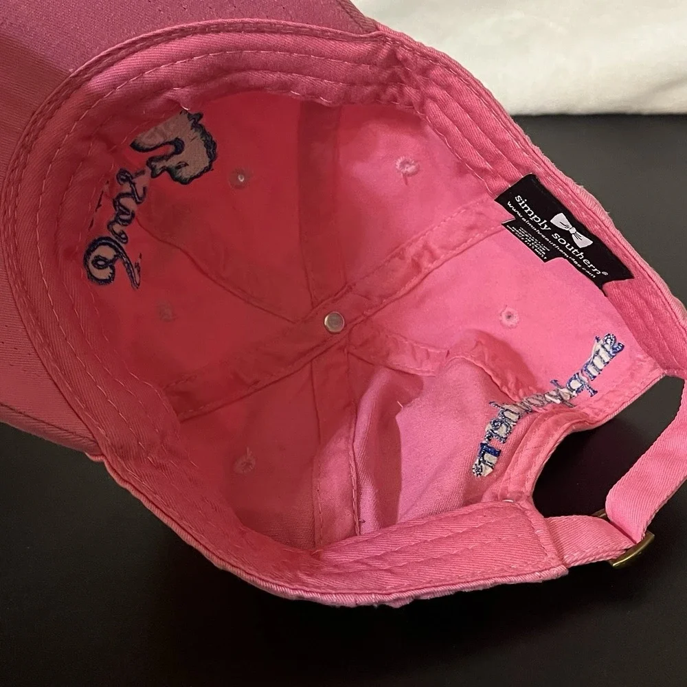 Simply Southern SEAS THE DAY Beach Ocean Embroidered Hat Cap Adjustable Pink
